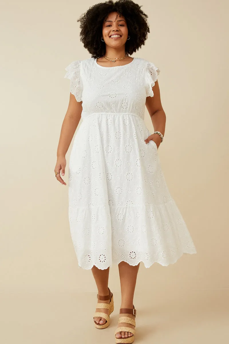 Women Scallop Hem Floral Crochet Eyelet Dress sold by Hayden product image thumbnail 2