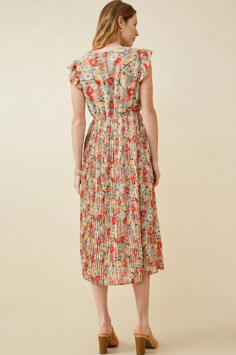 Womens Floral Pleated Skirt Ruffle Tank Dress sold by Hayden product image thumbnail 5