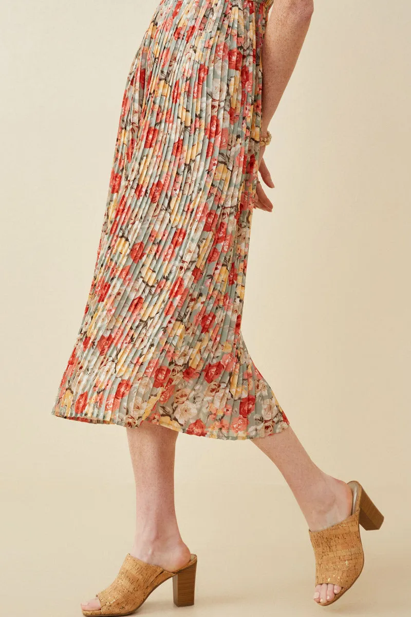 Womens Floral Pleated Skirt Ruffle Tank Dress sold by Hayden product image thumbnail 4