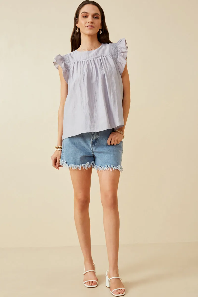 Womens Smocked Detail Ruffle Shoulder Top sold by Hayden product image thumbnail 3