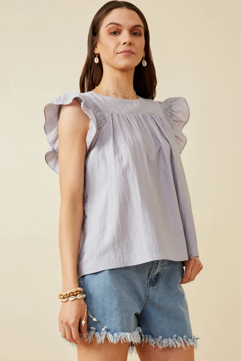 Womens Smocked Detail Ruffle Shoulder Top sold by Hayden product image thumbnail 4