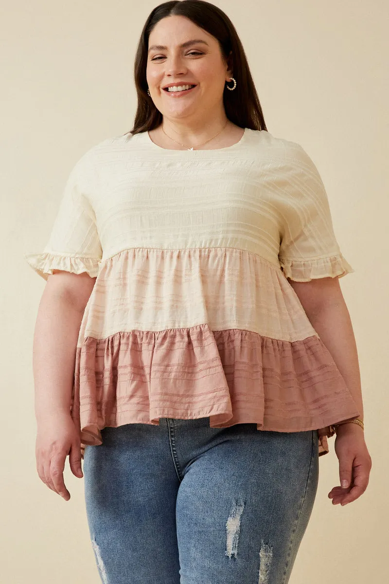 Womens Textured Stripe Colorblock Tee sold by Hayden product image thumbnail 2