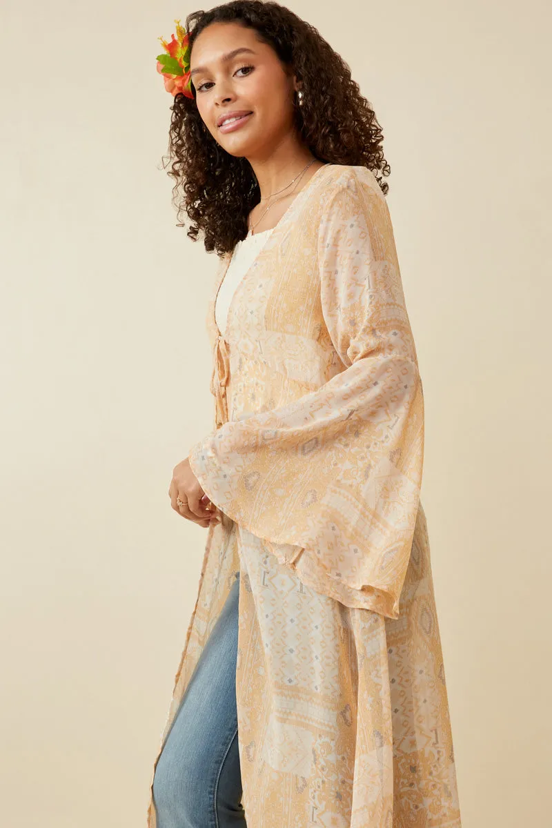 Womens Sheer Patch Print Chiffon Tie Duster sold by Hayden product image thumbnail 4