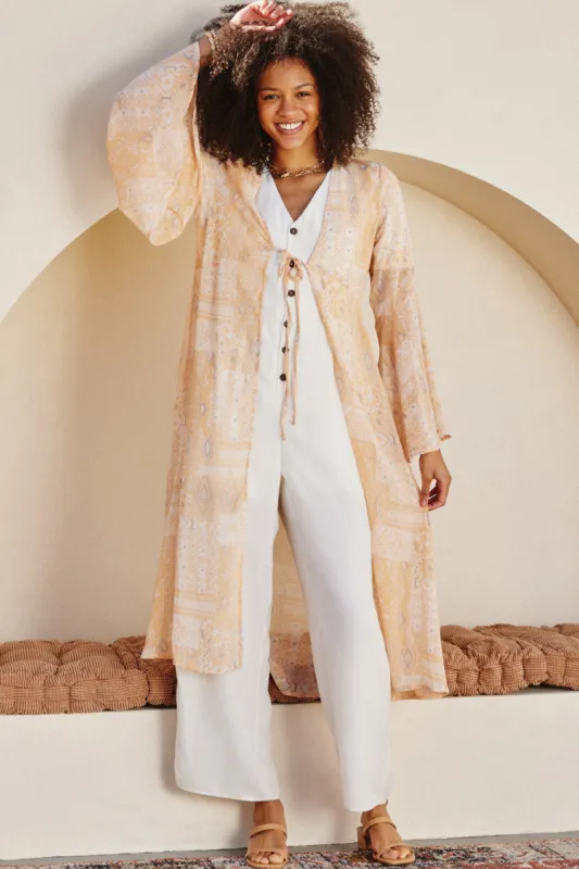 Womens Sheer Patch Print Chiffon Tie Duster sold by Hayden