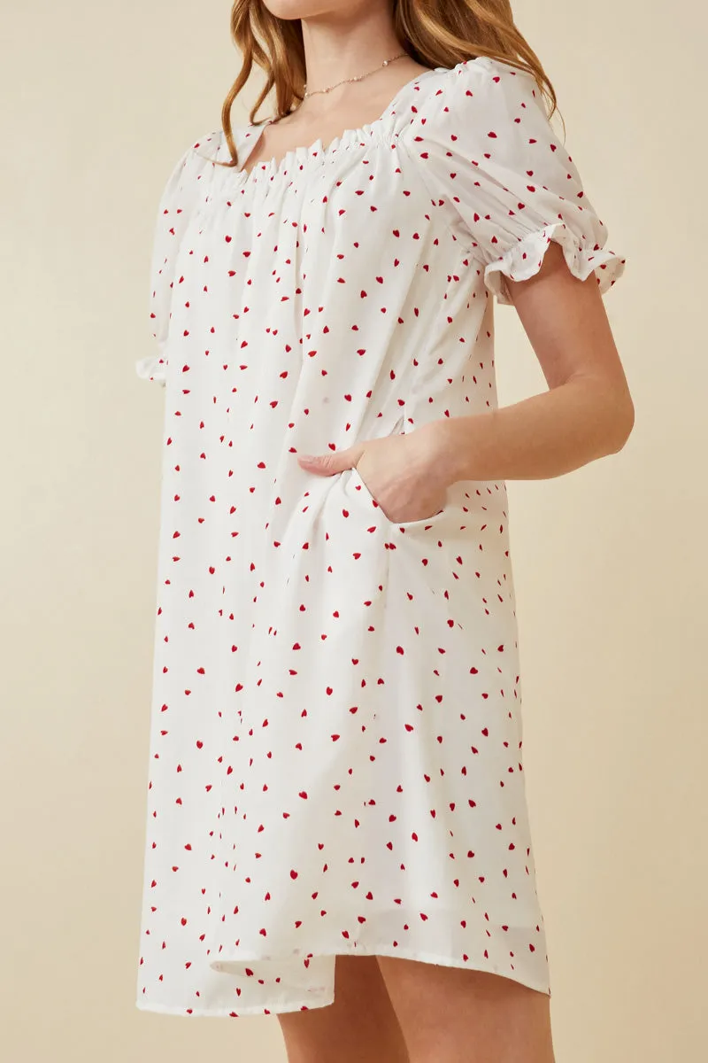 Womens Ditsy Hearts Square Neck Puff Sleeve Dress sold by Hayden product image thumbnail 4