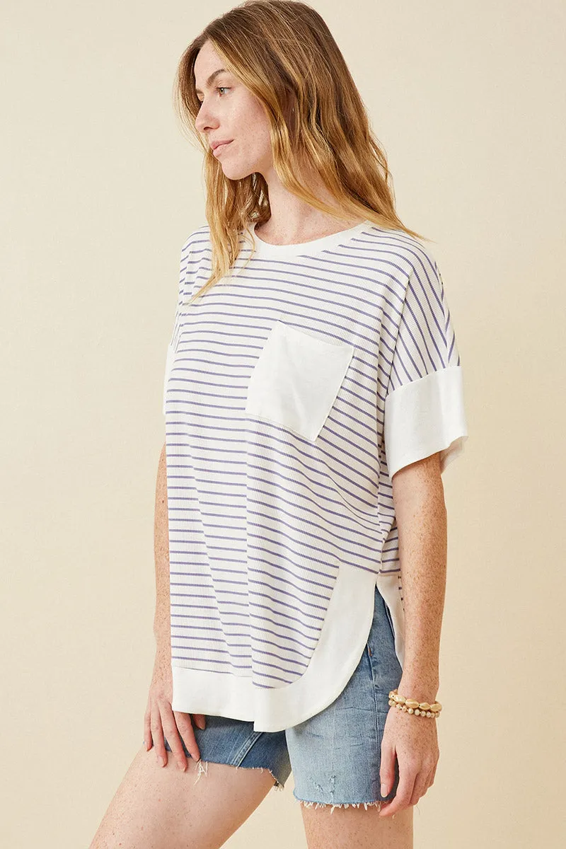 Womens Ribbed Knit Contrast Detail Pocket Tee sold by Hayden product image thumbnail 4