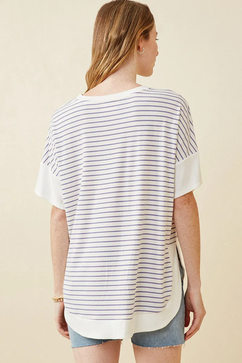Womens Ribbed Knit Contrast Detail Pocket Tee sold by Hayden product image thumbnail 5