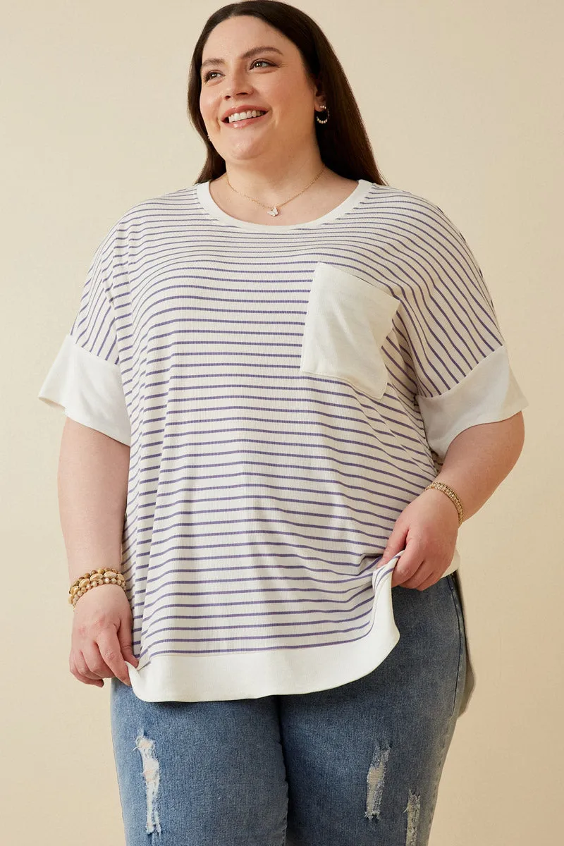 Womens Ribbed Knit Contrast Detail Pocket Tee sold by Hayden product image thumbnail 2