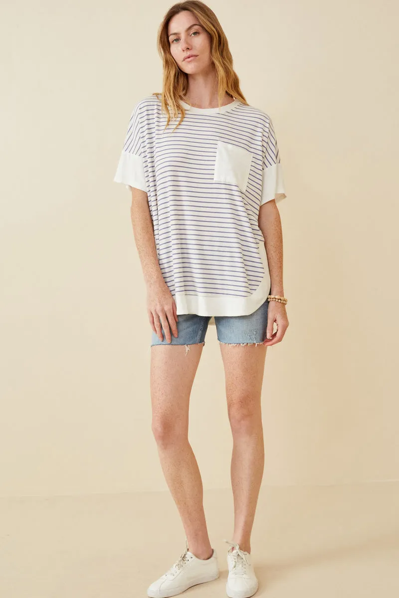 Womens Ribbed Knit Contrast Detail Pocket Tee sold by Hayden product image thumbnail 3