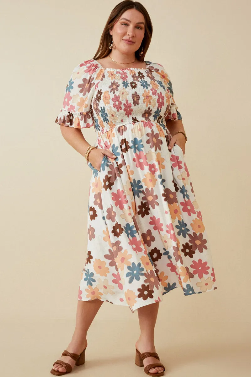 Womens Mixed Floral Smocked Bodice Ruffle Sleeve Dress sold by Hayden product image thumbnail 2