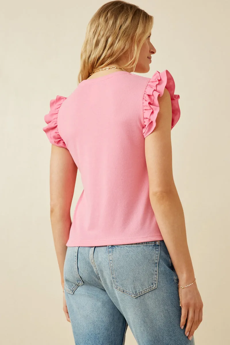 Womens Layered Ruffle Mix Media Ribbed Knit Tank sold by Hayden product image thumbnail 5