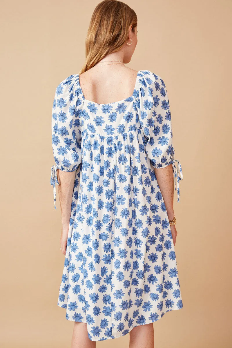 Womens Tie Sleeve Floral Print Square Neck Dress sold by Hayden product image thumbnail 5