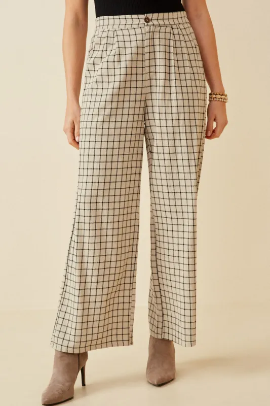 Womens Textured Wide Leg Checkered Pants sold by Hayden