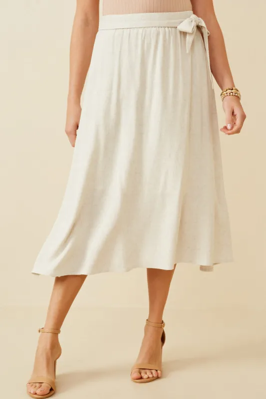 Womens Side Tie Linen Midi Skirt sold by Hayden