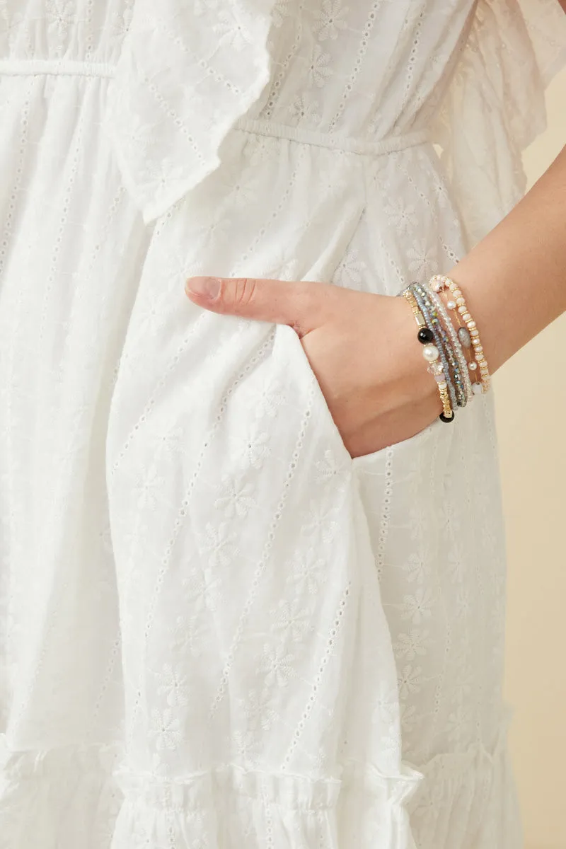 Womens Embroidered Square Neck Ruffled Smock Back Tank Dress sold by Hayden product image thumbnail 3