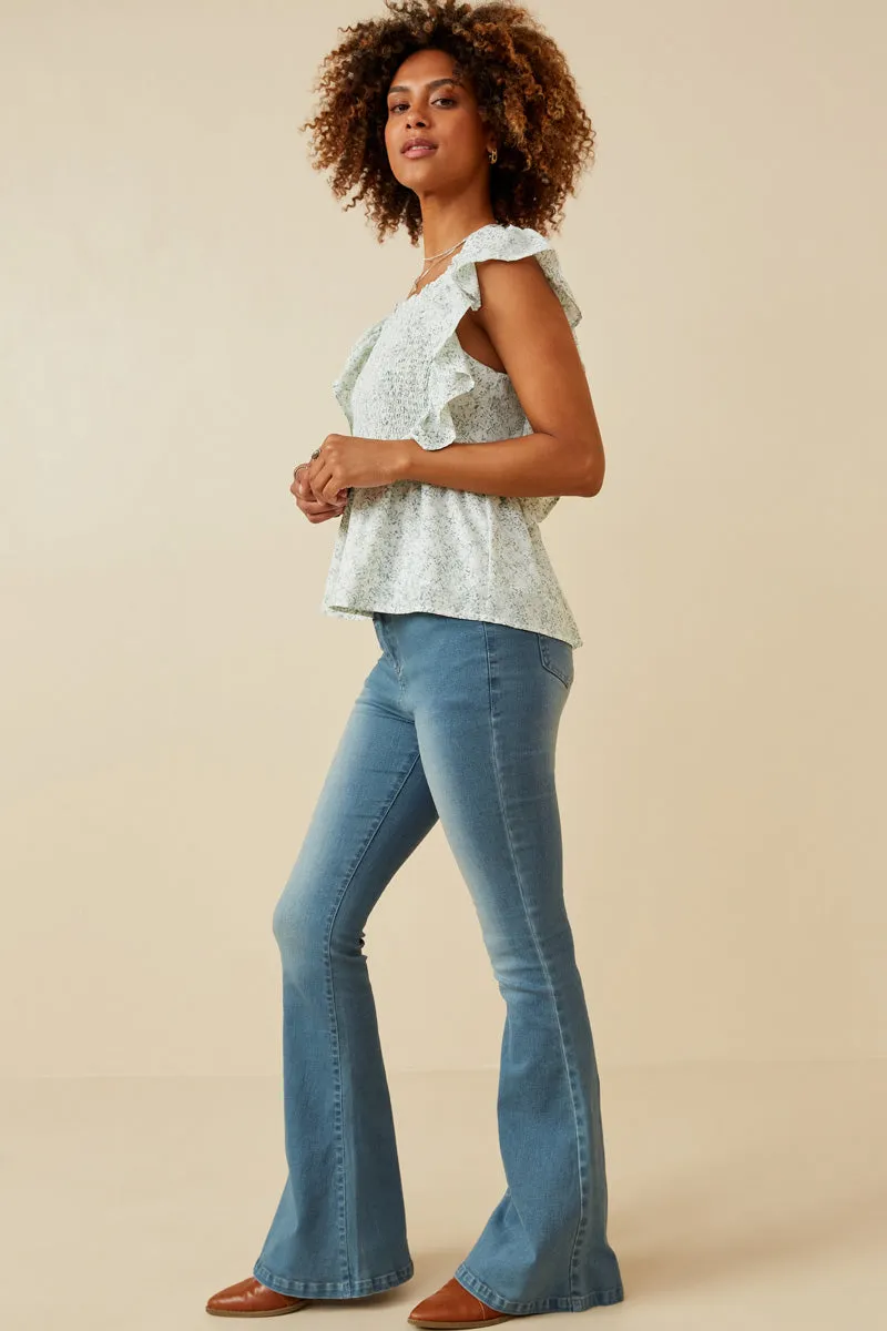 Womens Ditsy Floral Smocked Ruffle Peplum Tank sold by Hayden product image thumbnail 4