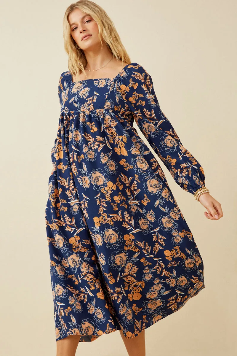 Womens Romantic Floral Square Neck Midi Dress sold by Hayden product image thumbnail 4