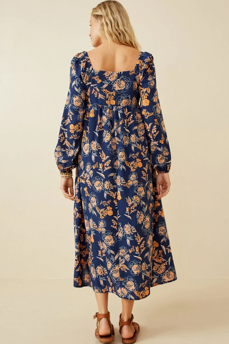 Womens Romantic Floral Square Neck Midi Dress sold by Hayden product image thumbnail 5