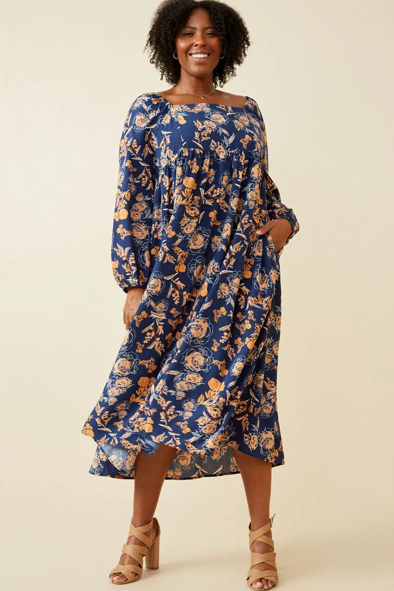 Womens Romantic Floral Square Neck Midi Dress sold by Hayden product image thumbnail 2