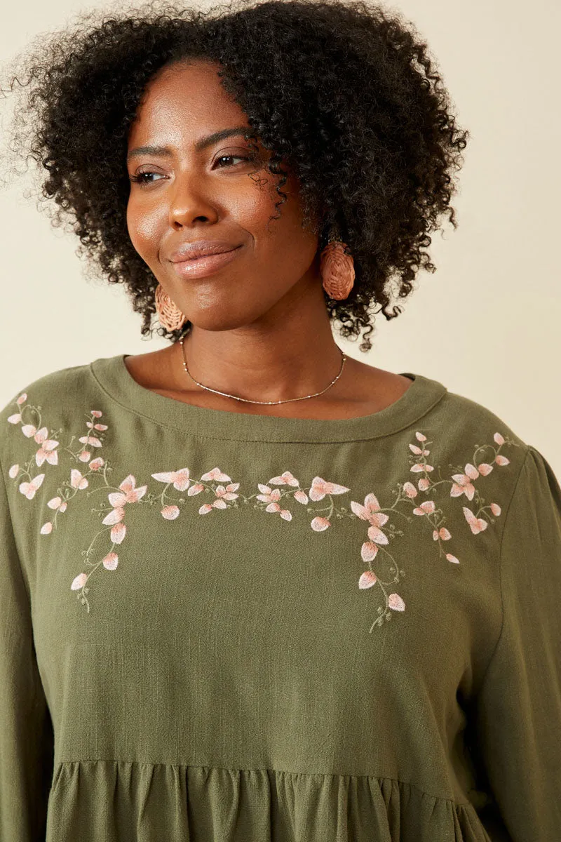 Womens Floral Embroidered Textured Peplum Top sold by Hayden product image thumbnail 2