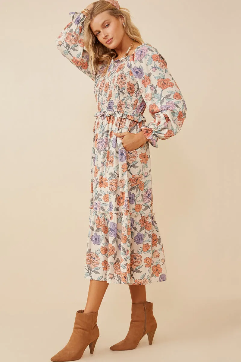 Womens Romantic Floral Smocked Bodice Tiered Dress sold by Hayden product image thumbnail 4