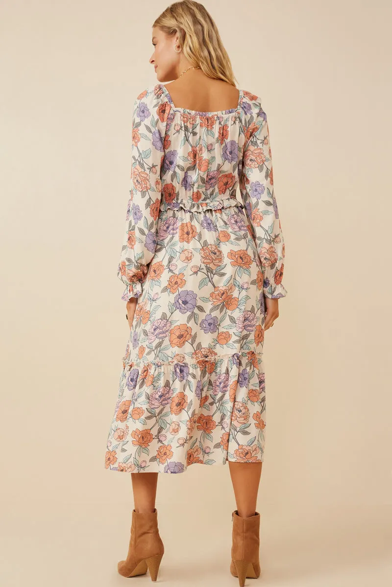 Womens Romantic Floral Smocked Bodice Tiered Dress sold by Hayden product image thumbnail 5