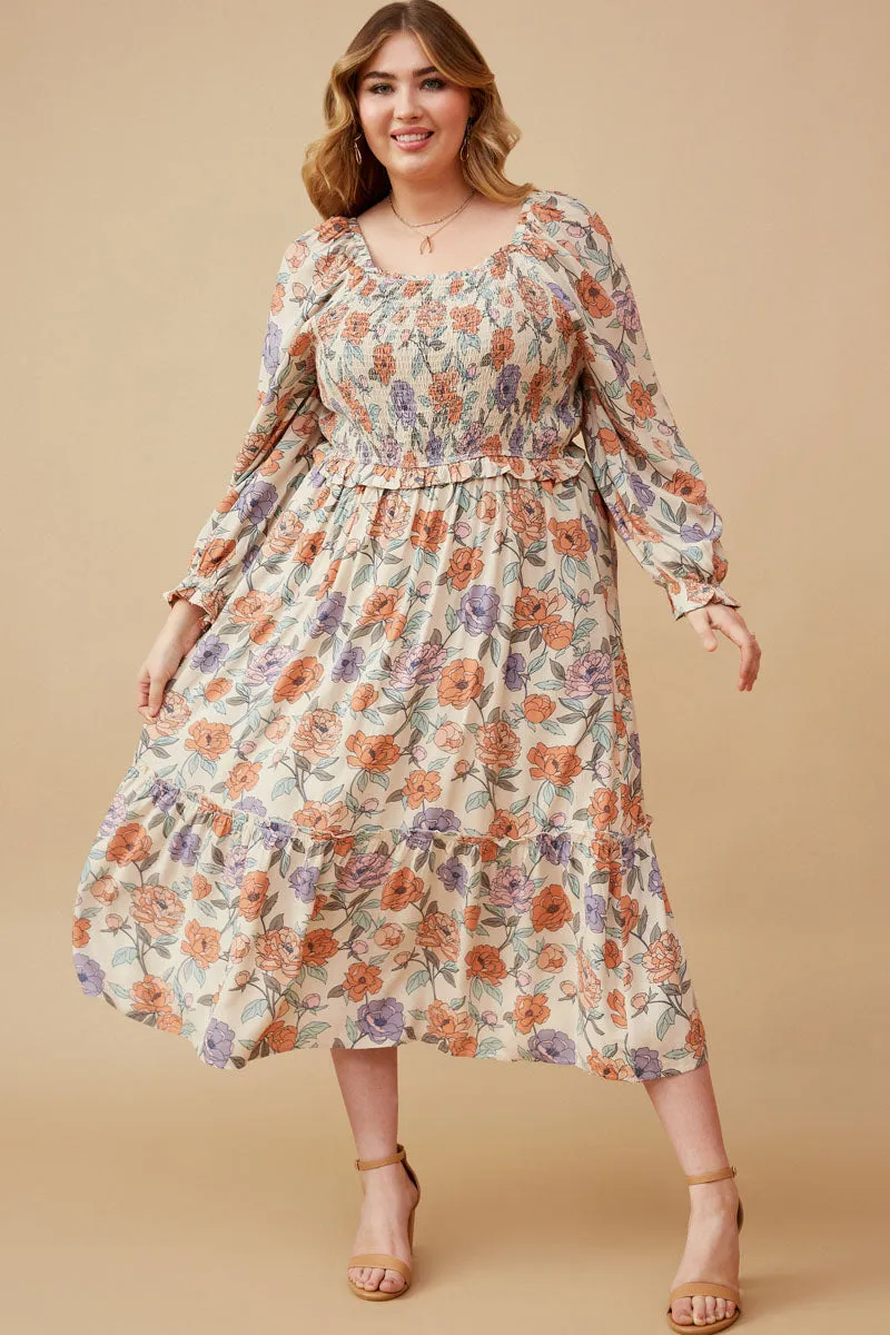 Womens Romantic Floral Smocked Bodice Tiered Dress sold by Hayden product image thumbnail 2