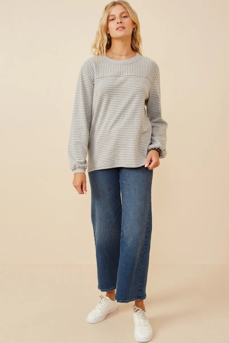 Womens Stripe Blocked Puff Sleeve Knit Top sold by Hayden product image thumbnail 3