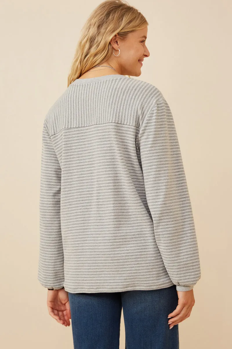 Womens Stripe Blocked Puff Sleeve Knit Top sold by Hayden product image thumbnail 5