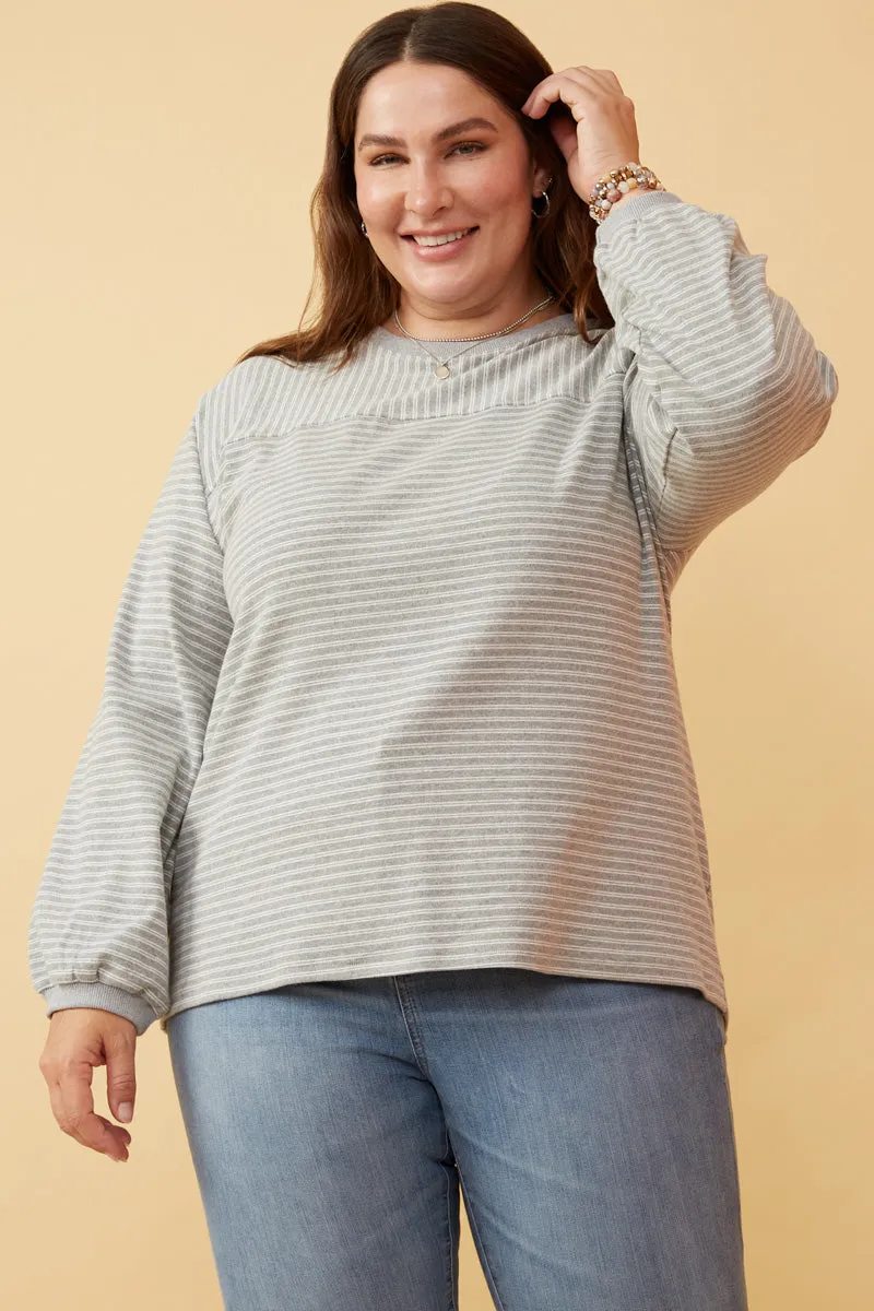 Womens Stripe Blocked Puff Sleeve Knit Top sold by Hayden product image thumbnail 2