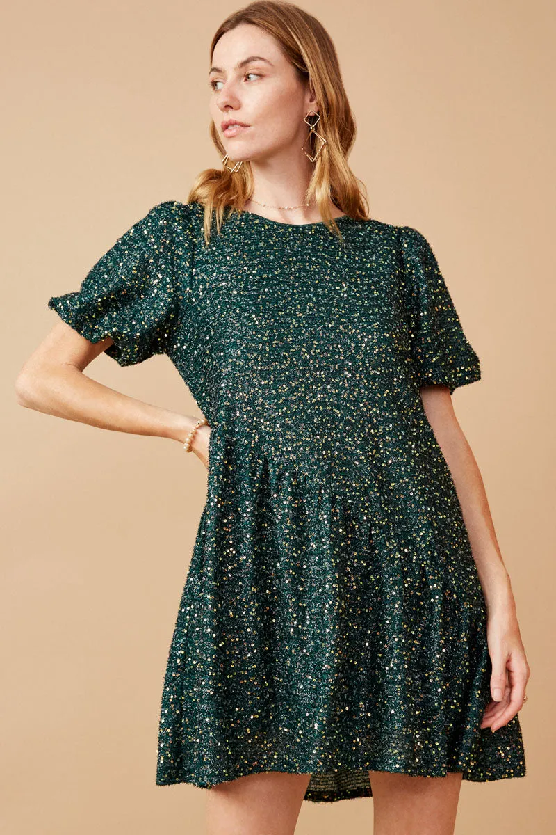 Womens Sequined Asymmetric Hem Puff Sleeve Dress sold by Hayden product image thumbnail 2