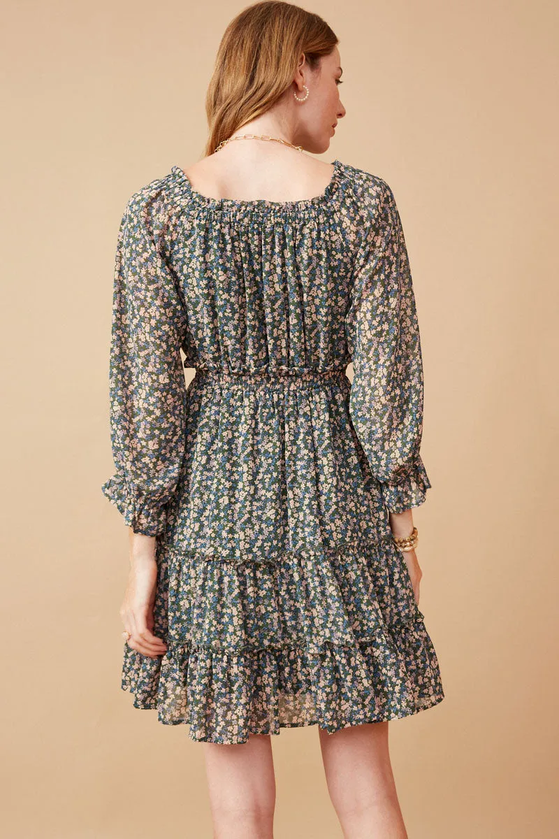 Womens Ditsy Floral Long Sleeve Off Shoulder Dress sold by Hayden product image thumbnail 5