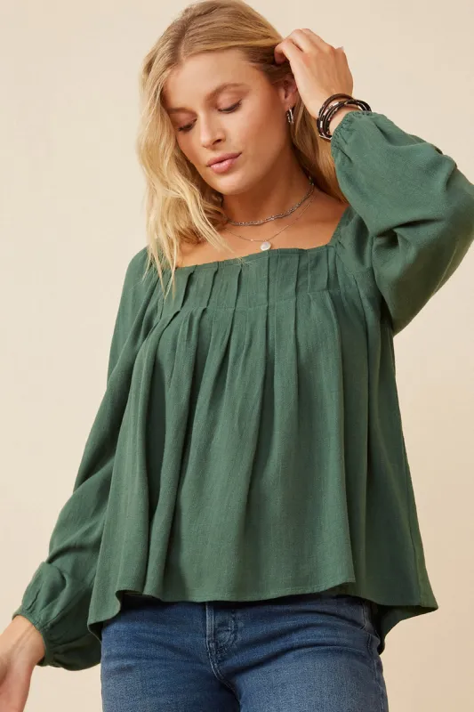 Womens Square Neck Box Pleat Detail Top sold by Hayden