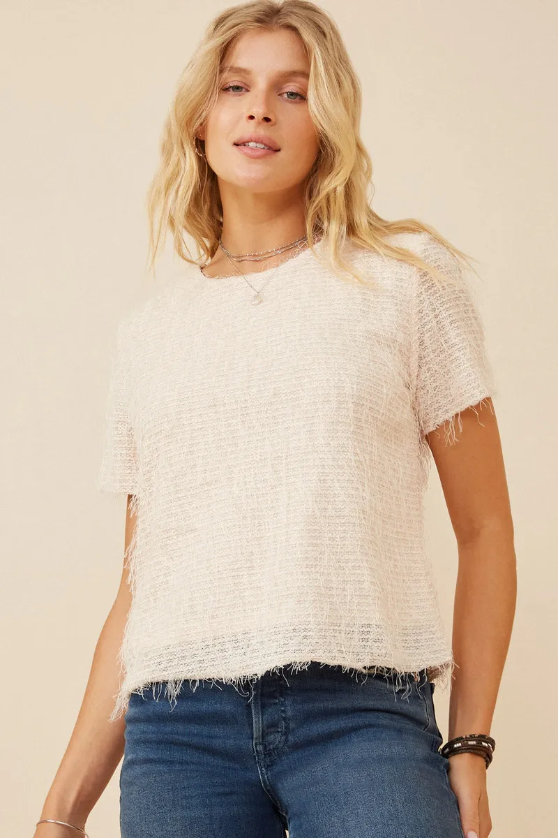 Womens Textured Stringy Short Sleeve Top sold by Hayden