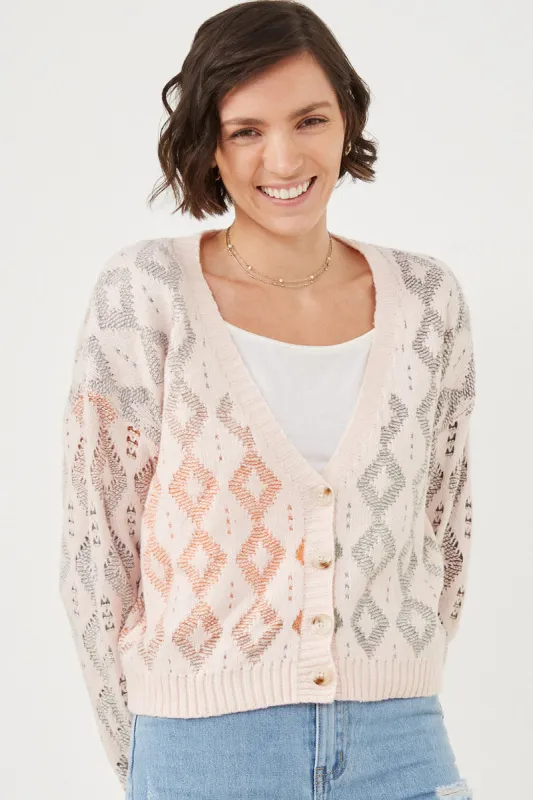 Womens Ombre Diamond Cropped Button Cardigan sold by Hayden