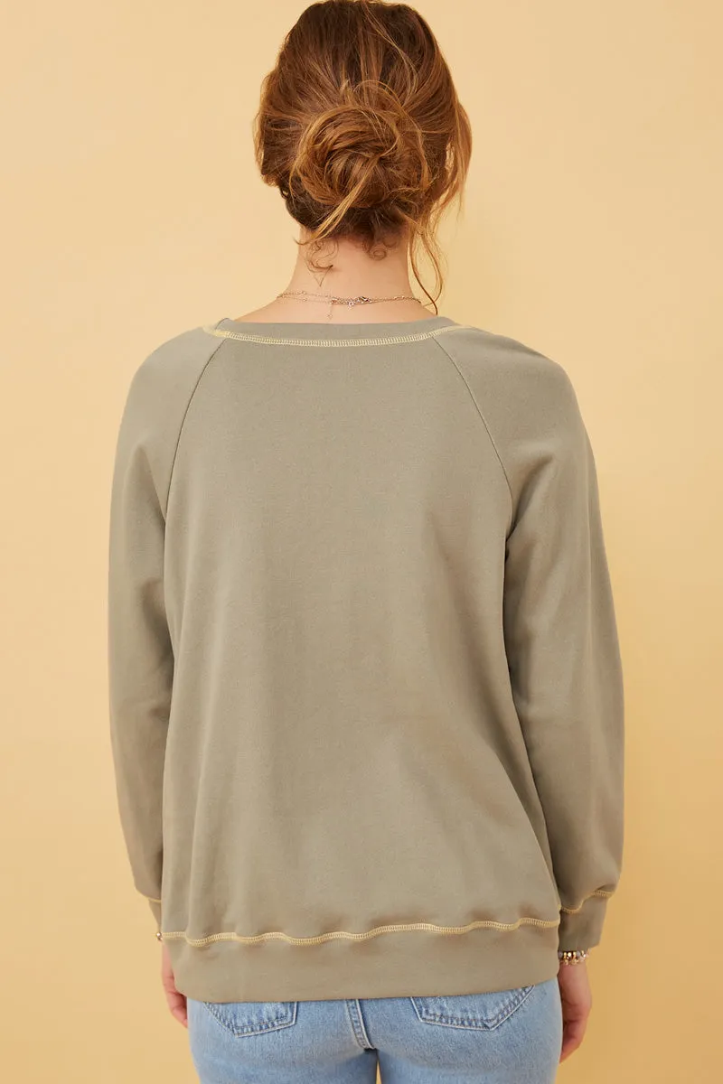 Womens Contrast Stitch Smiley Patch French Terry Sweatshirt sold by Hayden product image thumbnail 5