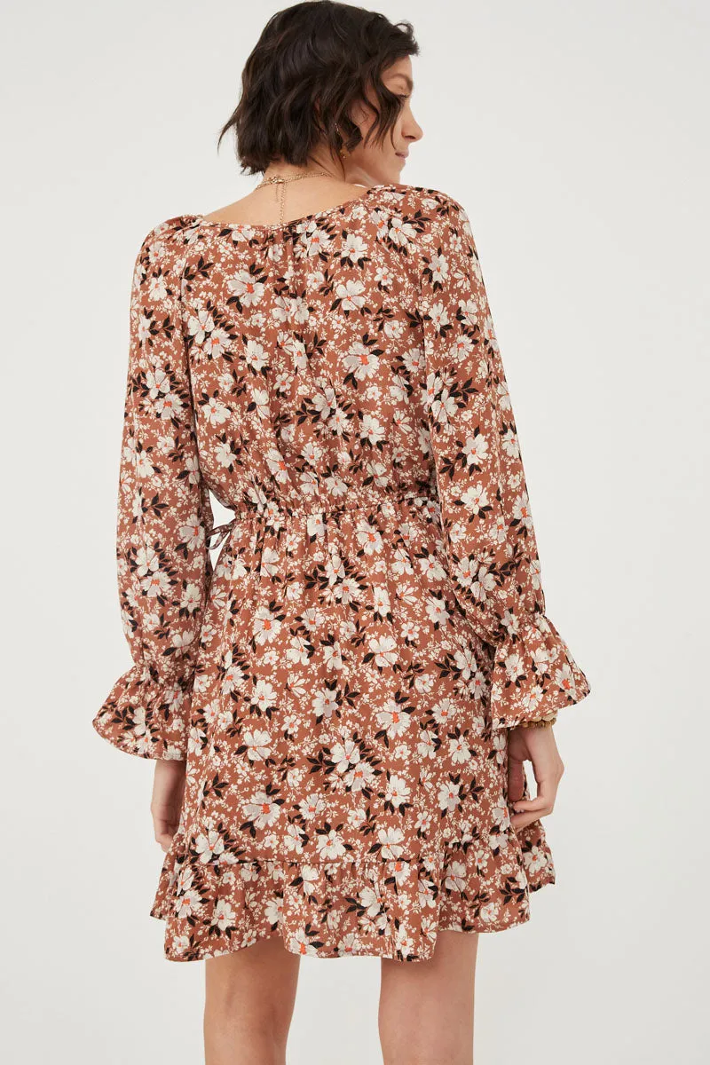 Womens Floral Print Cinched Cuff Wrap Dress sold by Hayden product image thumbnail 5