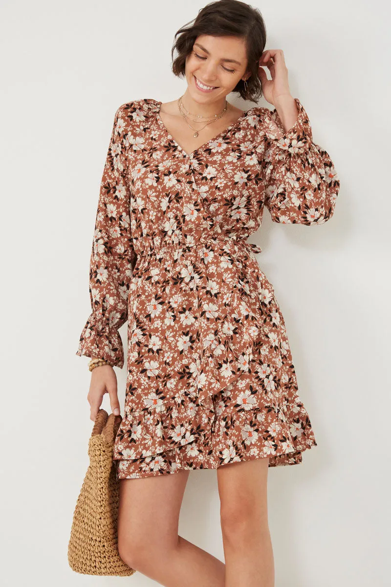 Womens Floral Print Cinched Cuff Wrap Dress sold by Hayden product image thumbnail 3