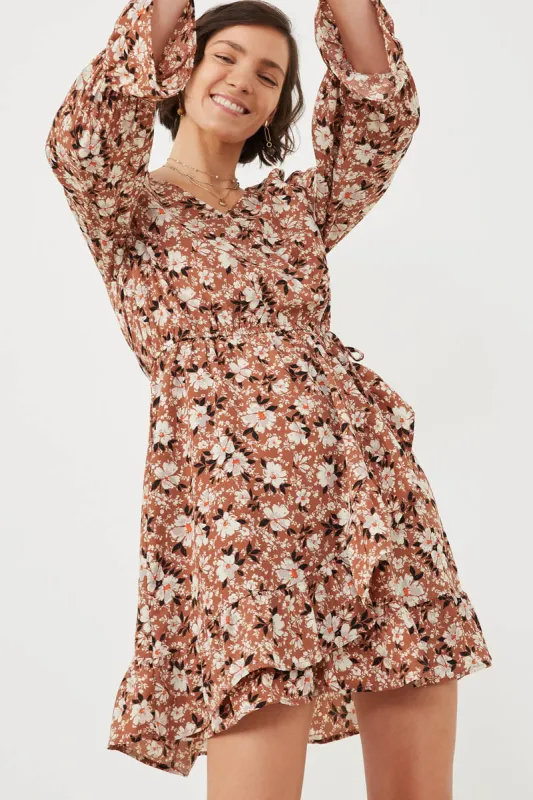 Womens Floral Print Cinched Cuff Wrap Dress sold by Hayden