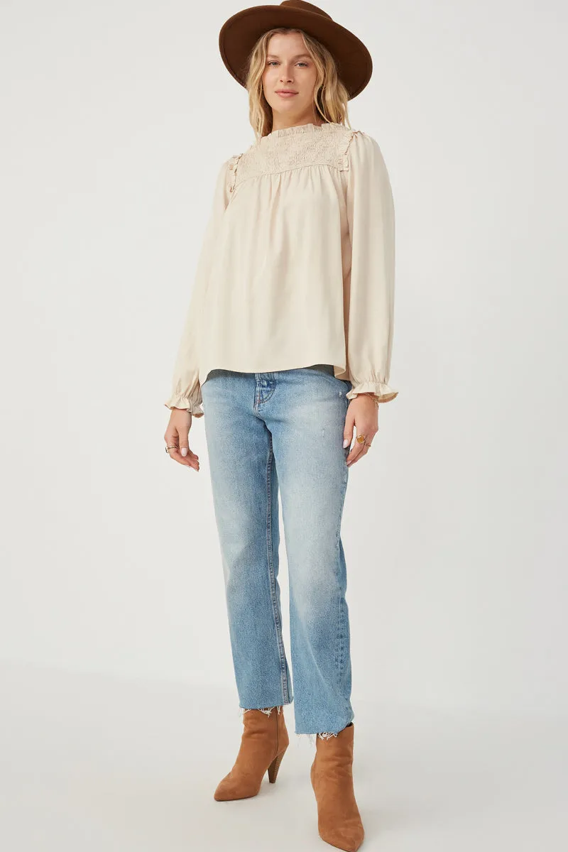 Womens Ruffle Lined Smocked Yolk Long Sleeve Top sold by Hayden product image thumbnail 3