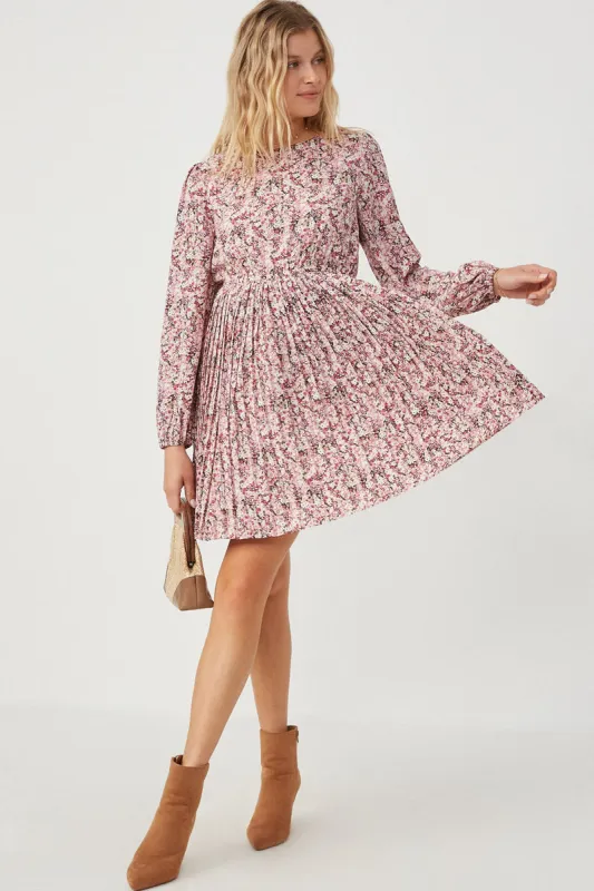 Womens Ditsy Floral Long Sleeve Pleated Skirt Dress sold by Hayden