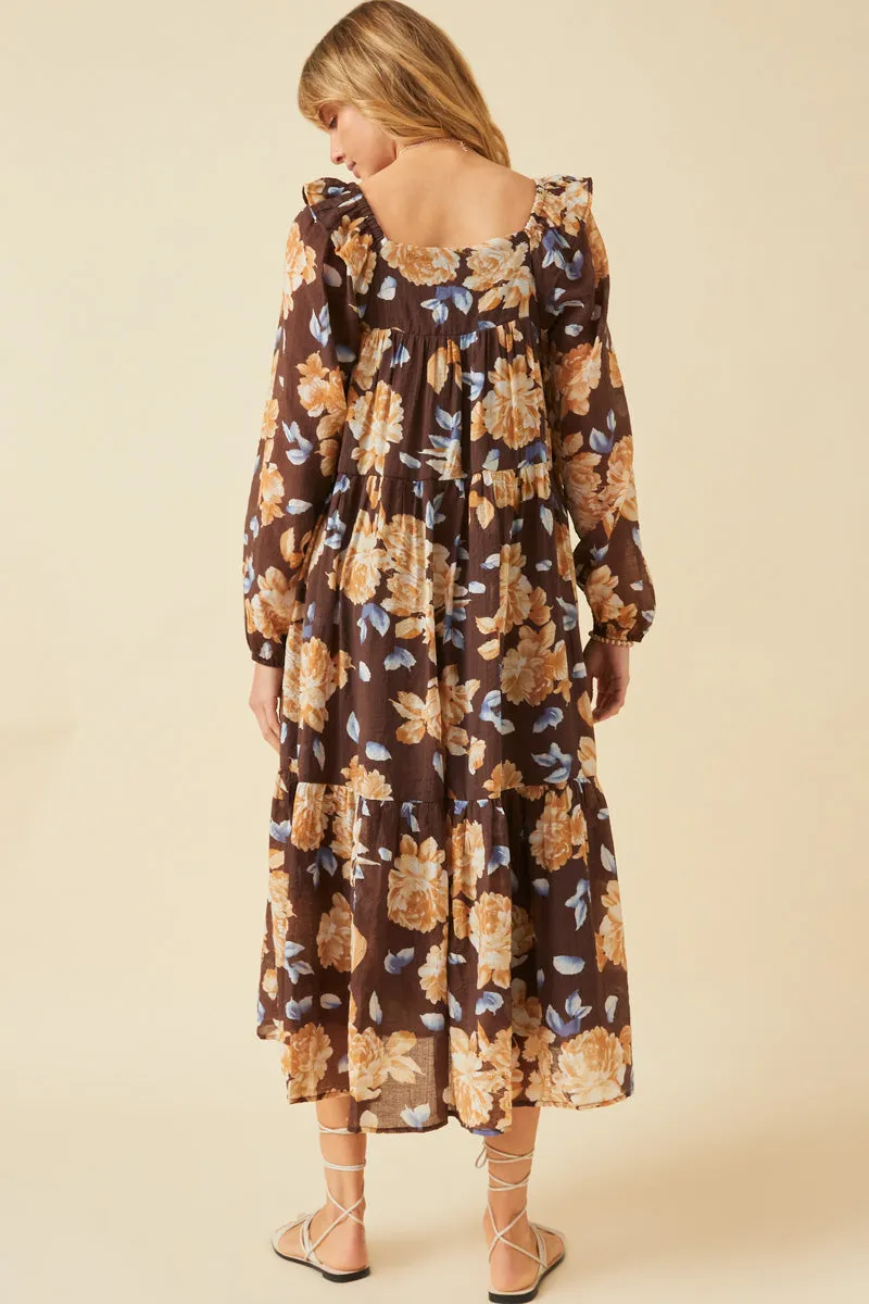 Womens Romantic Floral Square Neck Long Sleeve Dress sold by Hayden product image thumbnail 5
