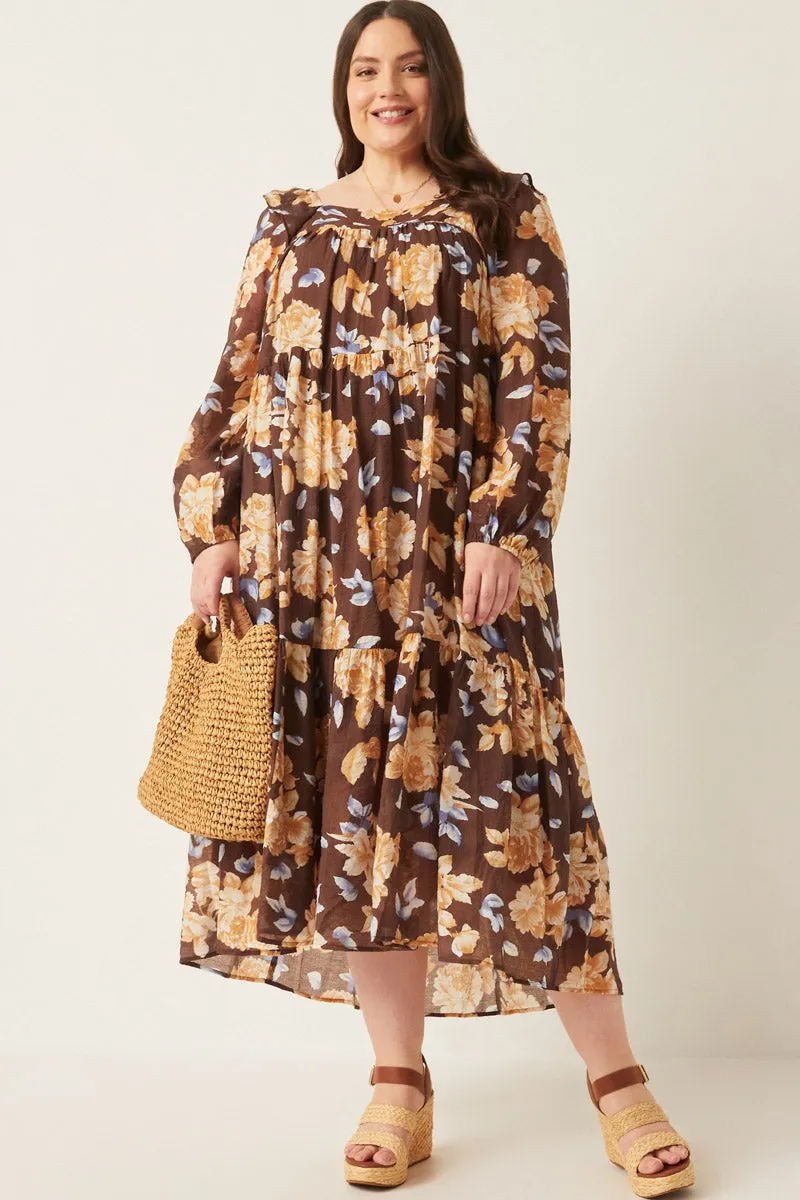 Womens Romantic Floral Square Neck Long Sleeve Dress sold by Hayden product image thumbnail 2