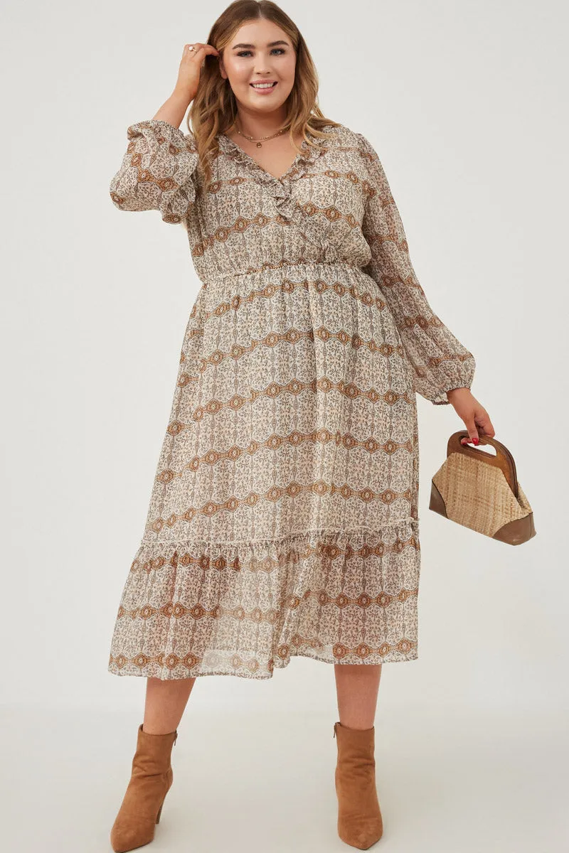 Womens Printed Long Sleeve Ruffled Surplice Dress sold by Hayden product image thumbnail 2