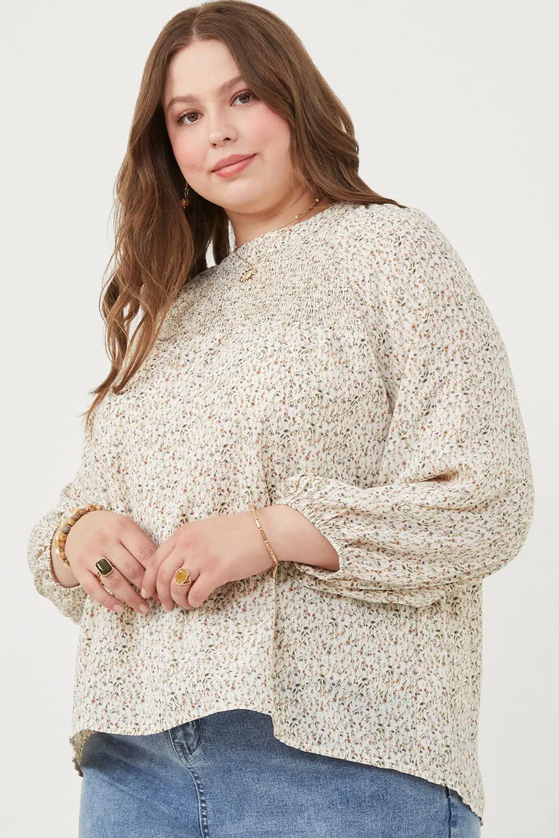 Womens Ditsy Print Smocked Detail Long Sleeve Top sold by Hayden product image thumbnail 2