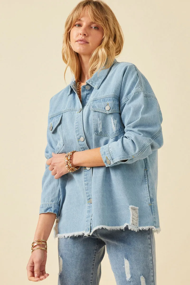 Womens Distressed Oversized Denim Jacket sold by Hayden product image thumbnail 3