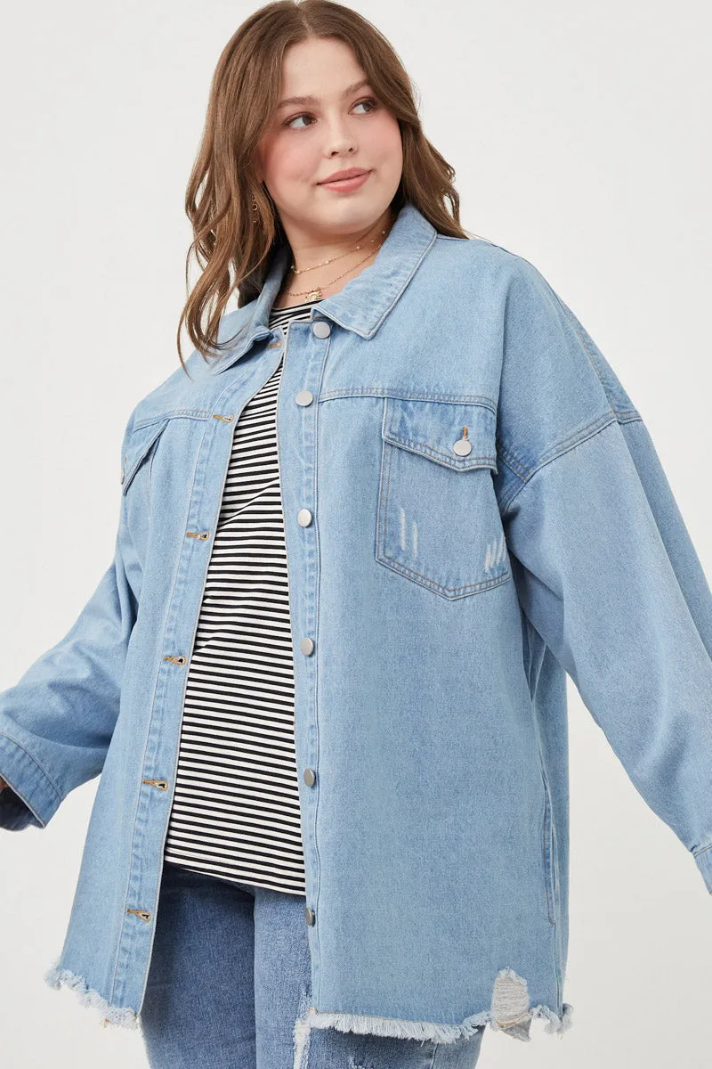 Womens Distressed Oversized Denim Jacket sold by Hayden product image thumbnail 2