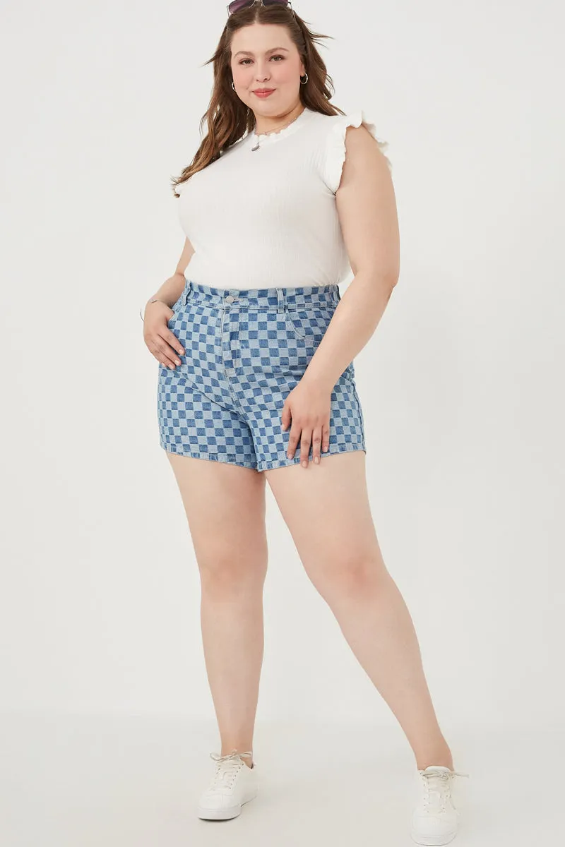 Womens Checker Denim Shorts sold by Hayden product image thumbnail 2