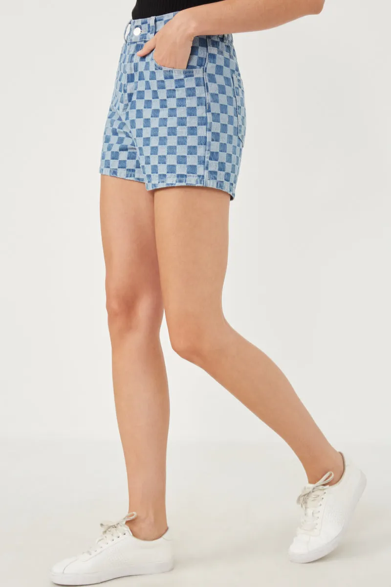 Womens Checker Denim Shorts sold by Hayden product image thumbnail 4