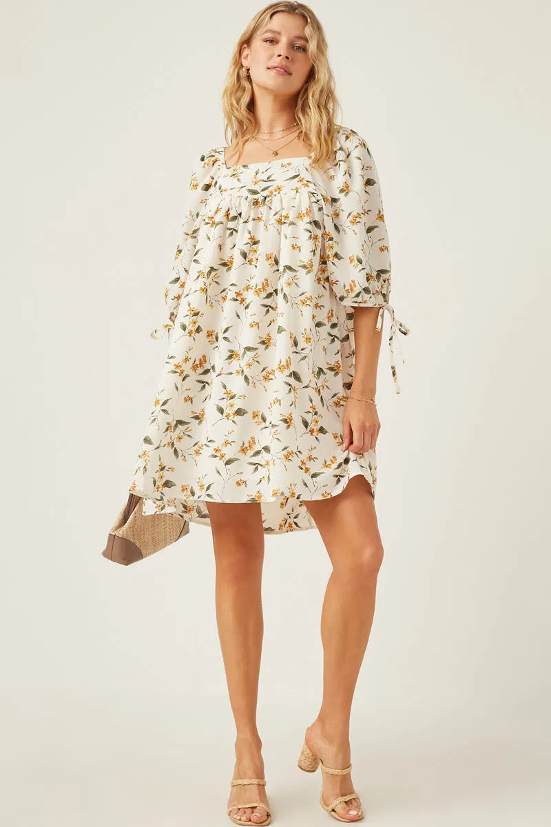 Womens Floral Square Neck Tie Sleeve Dress sold by Hayden product image thumbnail 3
